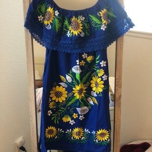 Blue sunflower dress